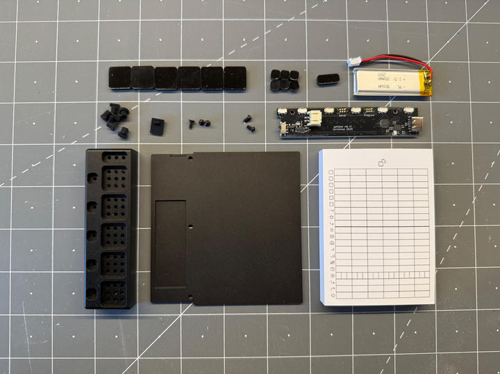 All the manufactured components ready for assembly.
